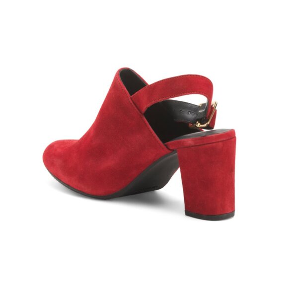 ERIC MICHAEL Navy Made In Portugal Suede Blanche Heel Mules - Picture 2 of 2